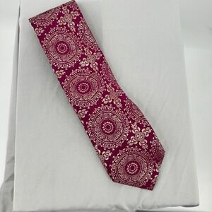 The Big Knot by‎ Steven Land Mens Silk Burgundy Gold Medallion Pattern Necktie